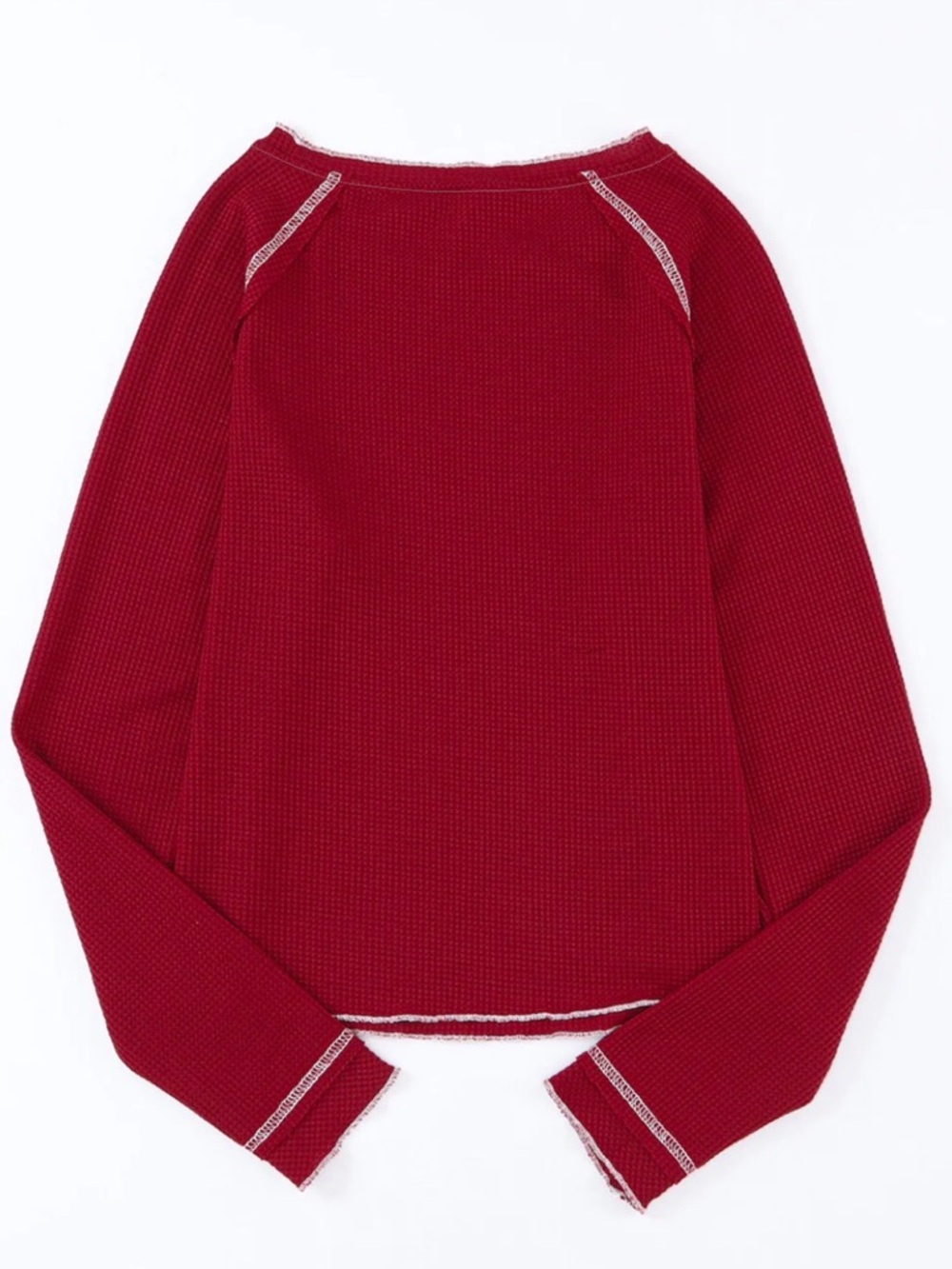Off-the-Shoulder Waffle Knit Sweater in Burgundy